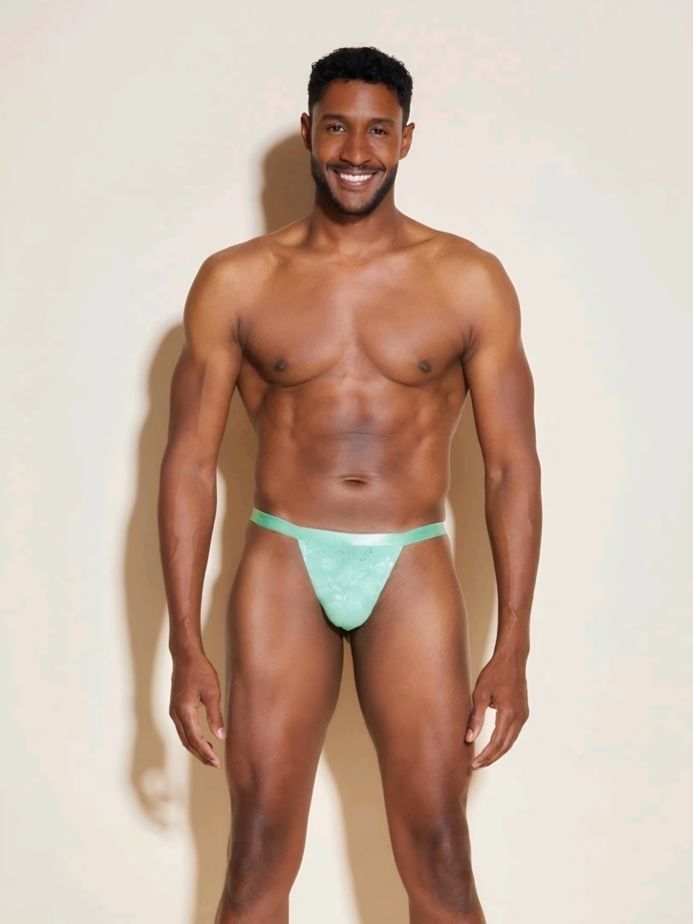 Cosabella Men's Low-Rise Lace Thong in Mint Green
